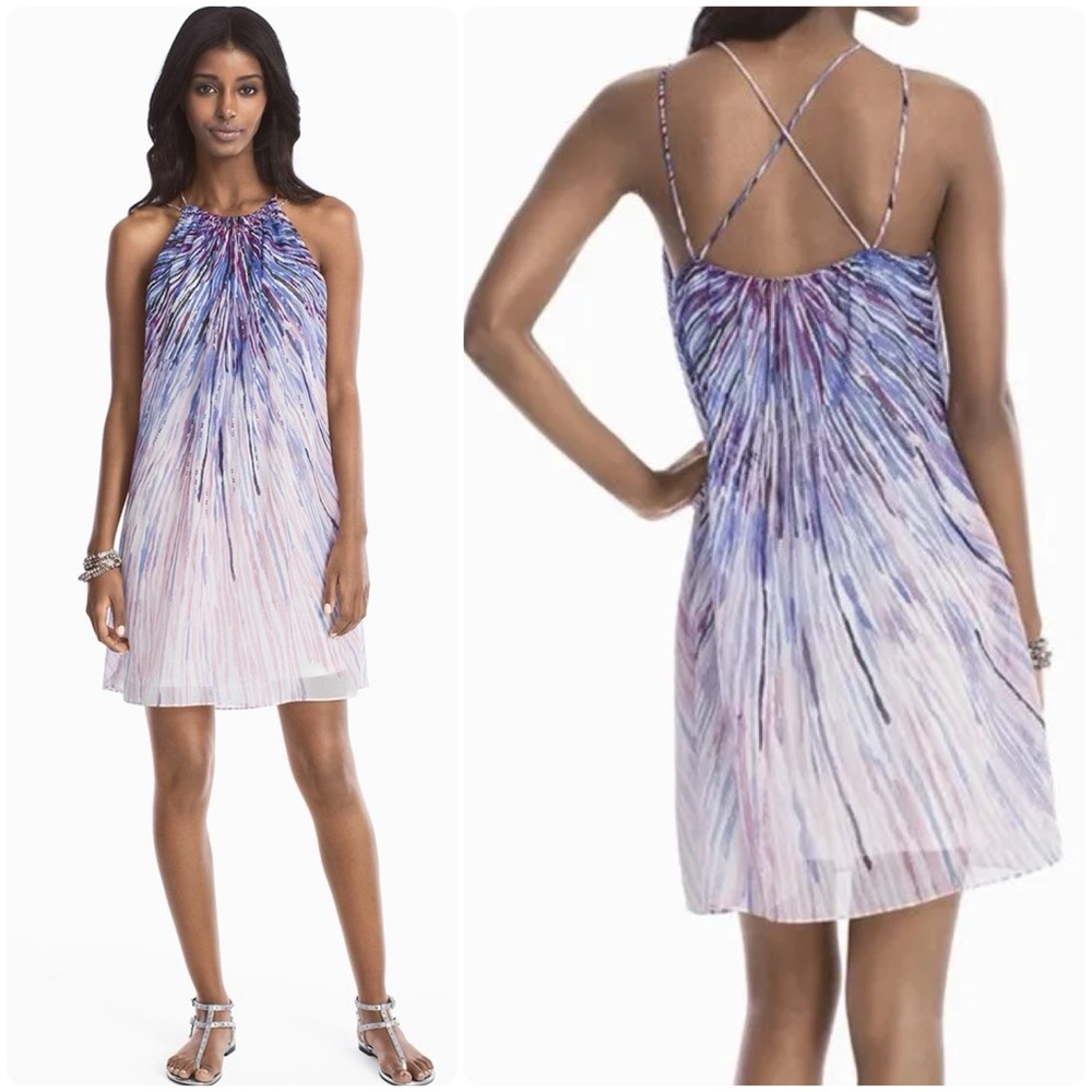 NEW! White House Black Market Burst Halter Neck Shift Dress